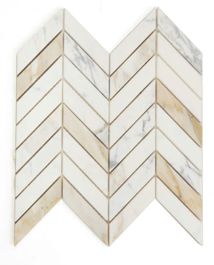 Elysium Tiles Chevron Calacatta Gold Polished 11''x11'' Mosaic Tiles