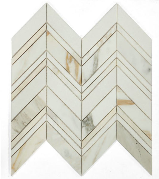 Elysium Tiles Chevron Ravenna Calacatta 11.75'' x 12.25'' Mosaic Tiles