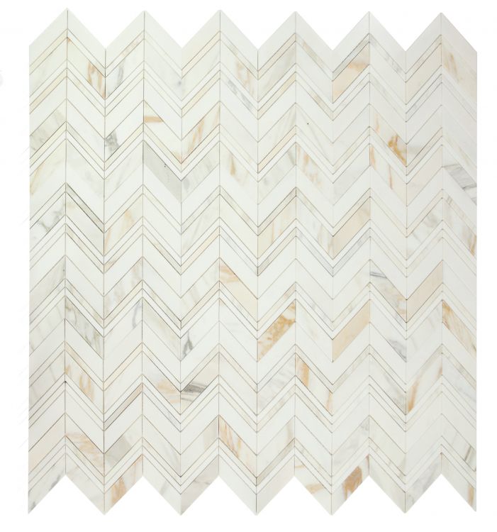 Elysium Tiles Chevron Ravenna Calacatta 11.75'' x 12.25'' Mosaic Tiles