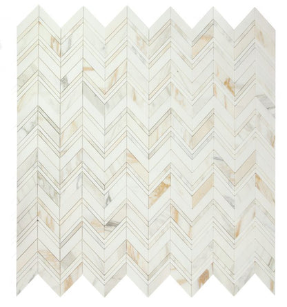 Elysium Tiles Chevron Ravenna Calacatta 11.75'' x 12.25'' Mosaic Tiles