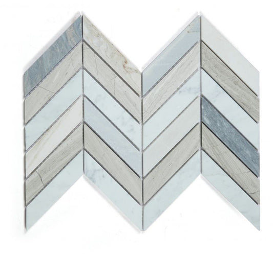 Elysium Tiles Chevron Blue 8''x 12'' Mosaic Tiles