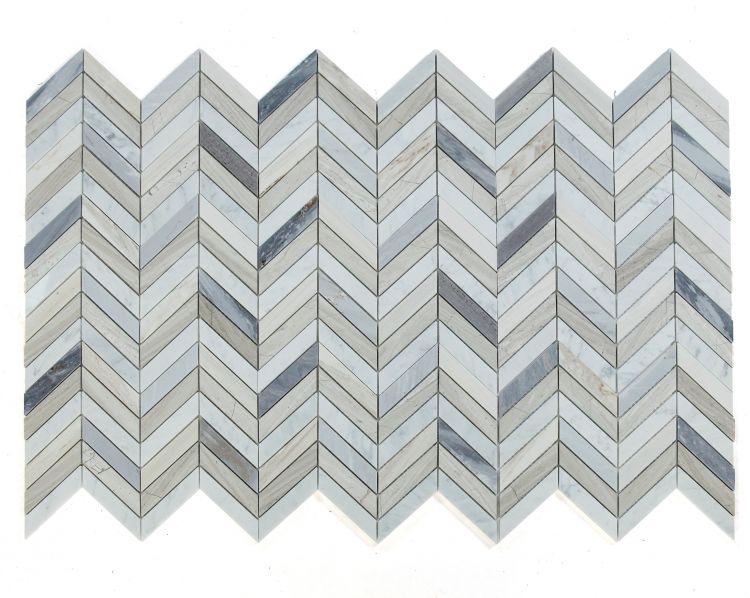 Elysium Tiles Chevron Blue 8''x 12'' Mosaic Tiles