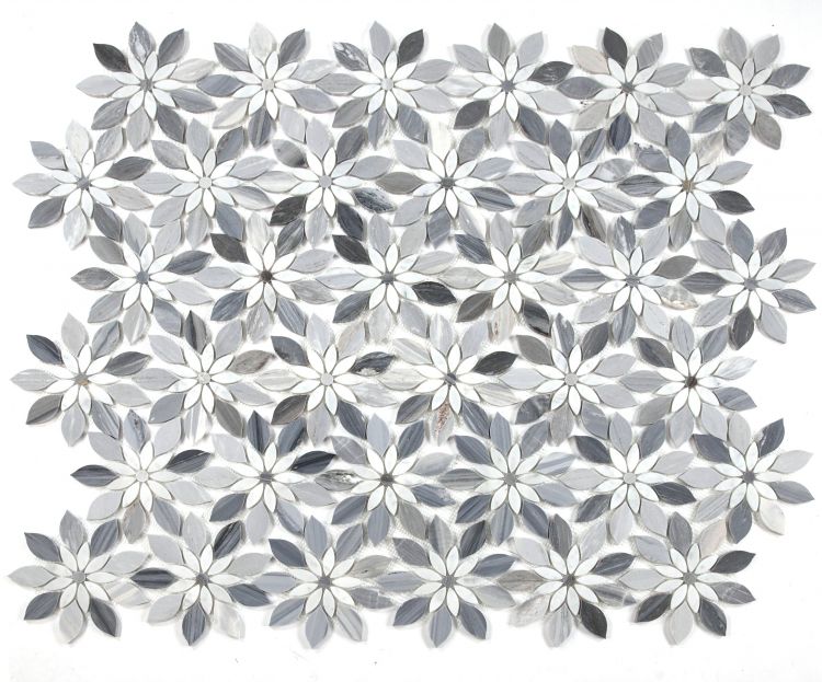 Elysium Tiles Daisy Bloom Blue 11.75'' x 13.25'' Mosaic Tiles