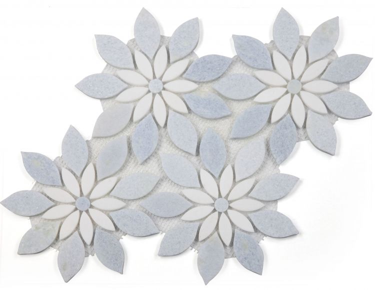 Elyisum Tiles Daisy Bloom Ocean 11.75'' x 13.25'' Mosaic Tiles