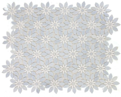 Elyisum Tiles Daisy Bloom Ocean 11.75'' x 13.25'' Mosaic Tiles