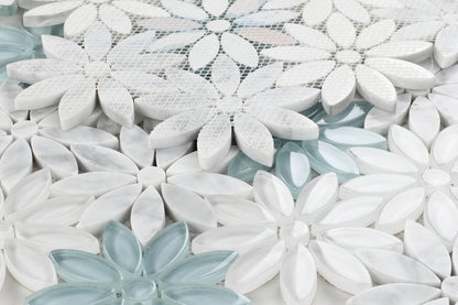 Elysium Tiles Daisy Blue 10'' x 11.25'' Mosaic Tiles