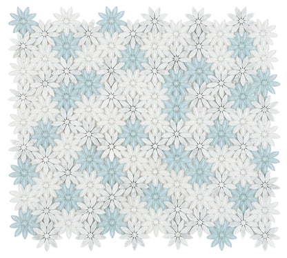 Elysium Tiles Daisy Blue 10'' x 11.25'' Mosaic Tiles