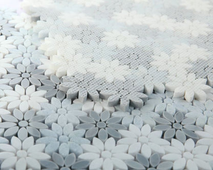 Elysium Tiles Daisy Crystal Ocean 12.5'' x 13'' Mosaic Tiles