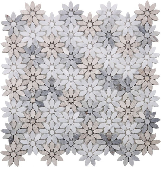 Elysium Tiles Daisy Wild Sky 12.50'' x 12.75'' Mosaic Tiles