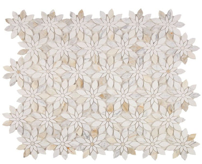 Elysium Tiles Daisy Bloom Calacatta 11.75'' x 13.25'' Mosaic Tiles