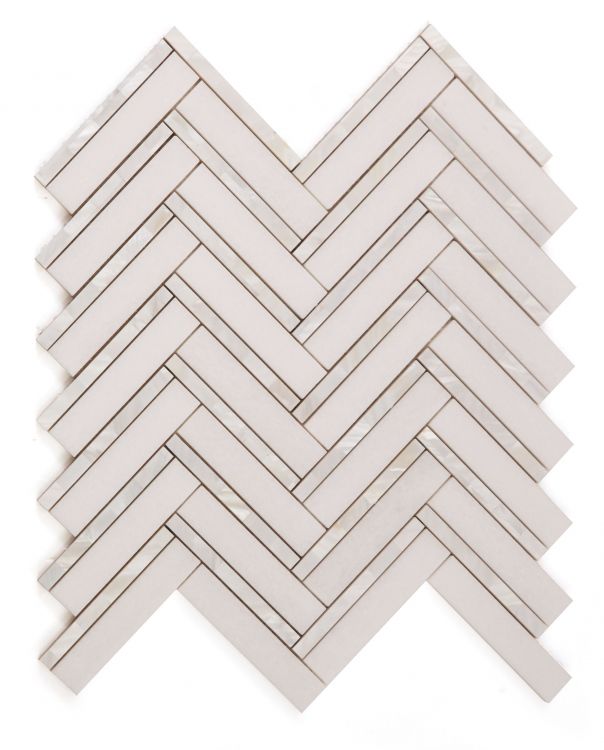 Elysium Tiles Diana Herringbone Thassos 11'' x 11.75'' Mosaic Tiles