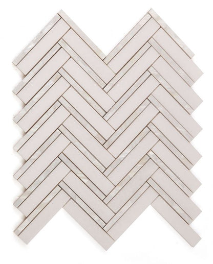 Elysium Tiles Diana Herringbone Thassos 11'' x 11.75'' Mosaic Tiles