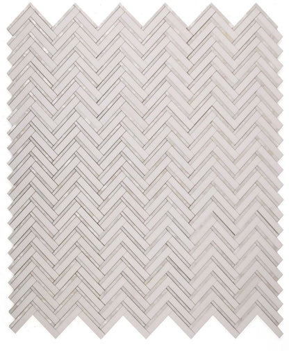 Elysium Tiles Diana Herringbone Thassos 11'' x 11.75'' Mosaic Tiles