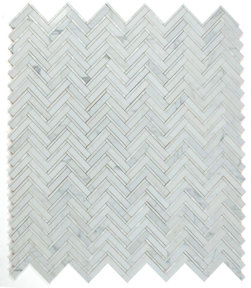 Elysium Tiles Diana Herringbone White 11''x11.75'' Mosaic Tiles