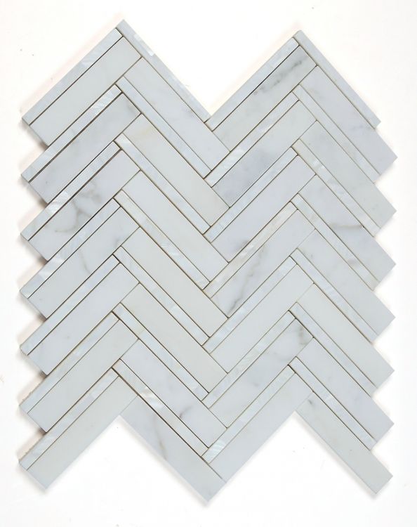 Elysium Tiles Diana Herringbone White 11''x11.75'' Mosaic Tiles