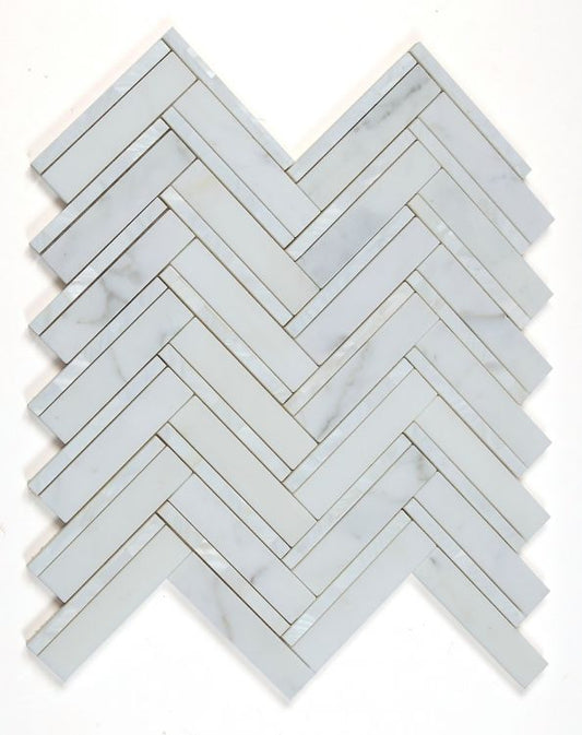 Elysium Tiles Diana Herringbone White 11''x11.75'' Mosaic Tiles