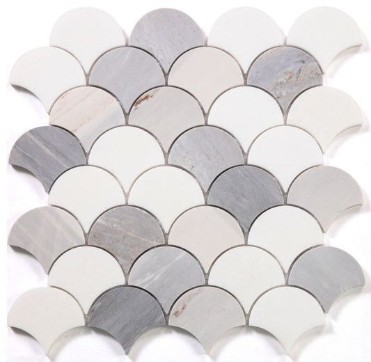 Elysium Tiles Dragon Scale Marble Blue 12x12 Mosaic Tile