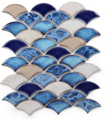 Elysium Mosaics Dragon Scale Blue 10x12 Mosaic Tiles