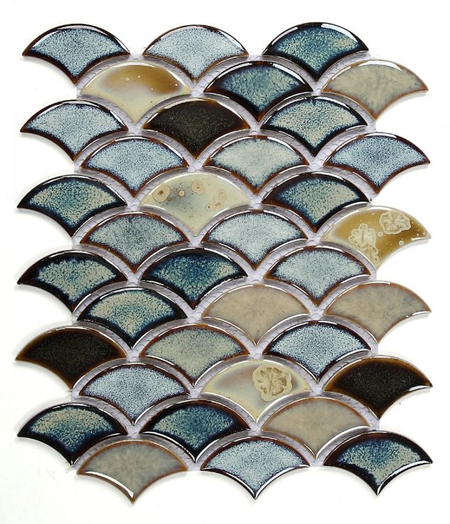 Elysium Tiles Dragon Scale Olive 10 x 12 Mosaic Tiles