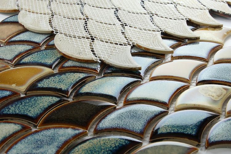 Elysium Tiles Dragon Scale Olive 10 x 12 Mosaic Tiles