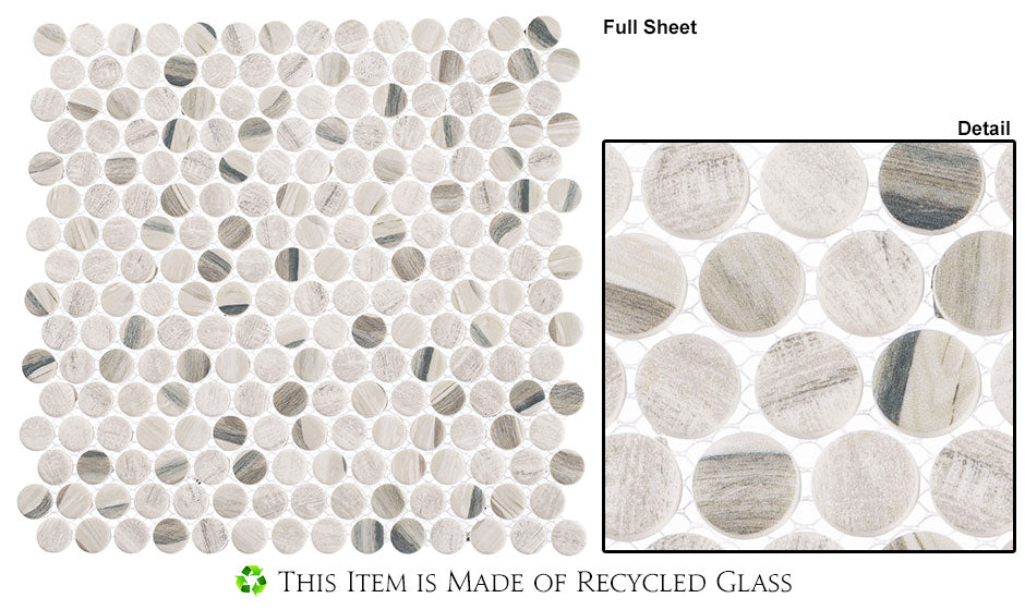 Glazzio Tiles Pixels Series|12 1/8'' x 12 1/8'' | Dusted Ash |Mosaic Tiles