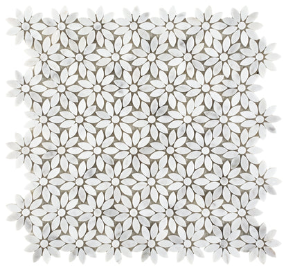 Elysium Tiles Daisy Wild Carrara 12.50'' x 12.75'' Mosaic Tiles