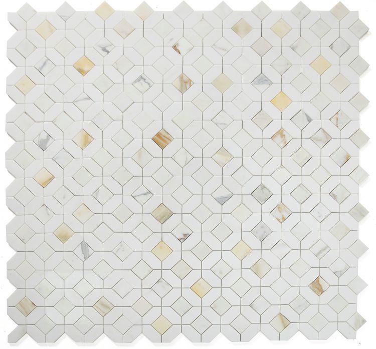 Elysium Tiles Eclipse Calacatta Gold 12.25''x 12.25'' Mosaic Tiles