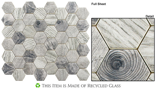 Glazzio Tiles Woodland Series|12 7/8'' x 11 1/8'' | Evening Birch |Mosaic Tiles