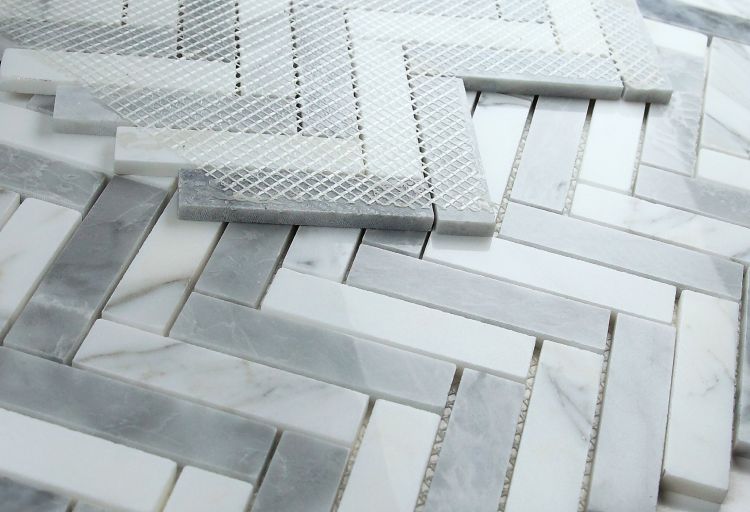 Elysium Tiles Herringbone City Grey 11.25'' x 11.25'' Mosaic Tiles