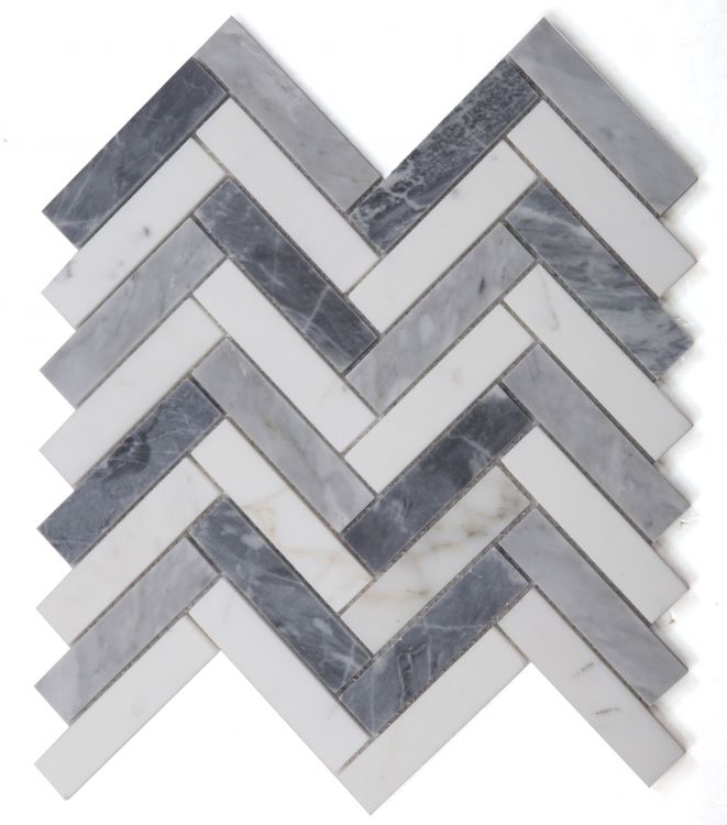 Elysium Tiles Herringbone Dusk 11.25'' x 11.25'' Mosaic Tiles