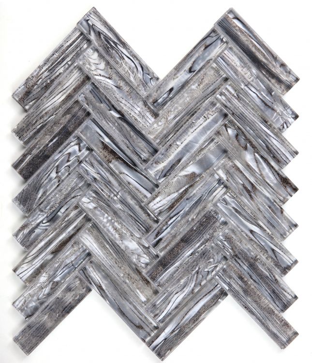 Elysium Tiles Herringbone Shell Silver 11''x11'' Mosaic Tiles