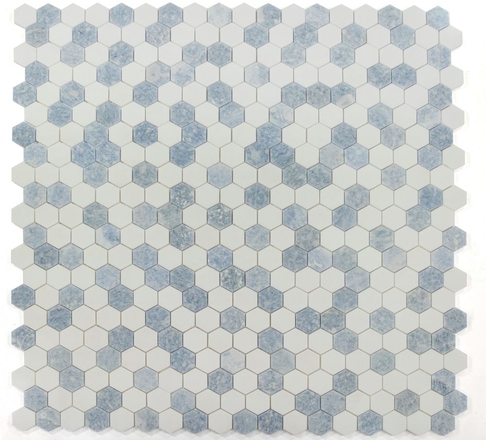 Elysium Tiles Hexagon Crystal Ocean 2''x 2''|11.75'' x 12'' Mosaic Tiles