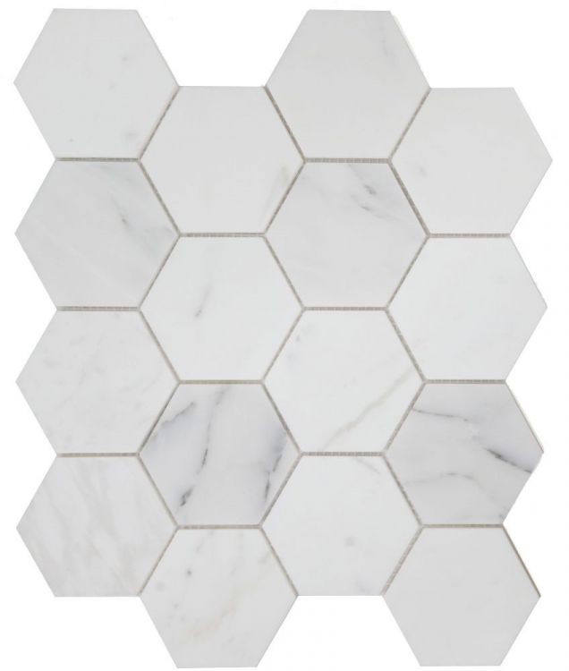 Elysium Tiles Hexagon Calacatta White Polished 3x3| 10''x 11.50''