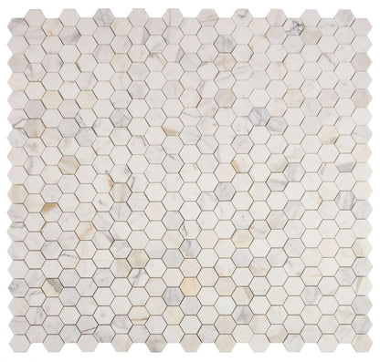 Elysium Tiles Hexagon Calacatta Gold Polished 2''x2''| 11.75'' x 12'' Mosaic Tiles