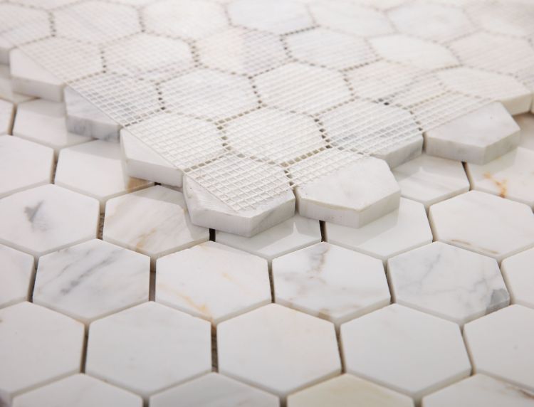 Elysium Tiles Hexagon Calacatta Gold Polished 2''x2''| 11.75'' x 12'' Mosaic Tiles