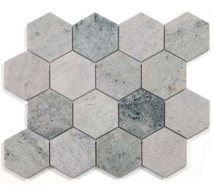 Elysium Tiles Hexagon Green 3 x 3 10.25 x 11.75 Mosaic Tiles