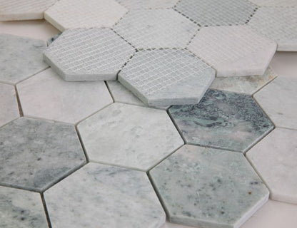 Elysium Tiles Hexagon Green 3 x 3 10.25 x 11.75 Mosaic Tiles