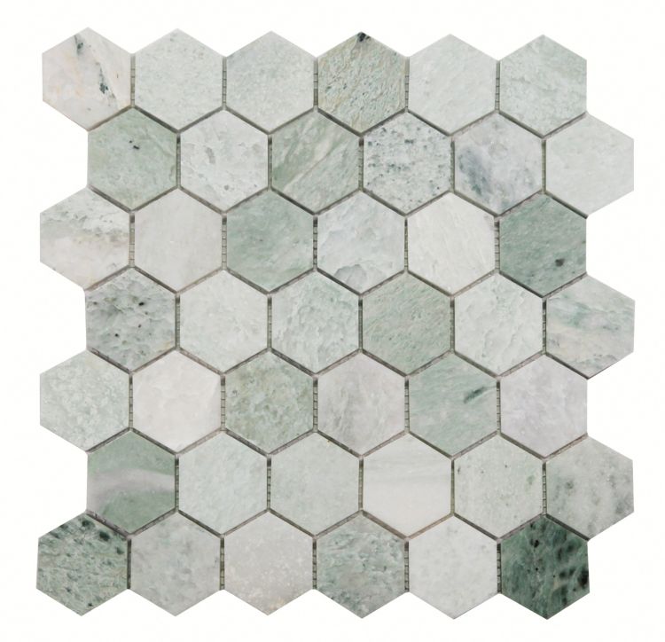 Elysium Tiles Hexagon Green 2 x 2 11.75 x 12 Mosaic Tiles