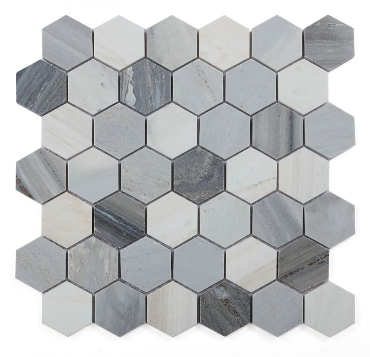 Elysium Tiles Hexagon Italian Blue 2 x 2 11.75 x 12 Mosaic Tiles