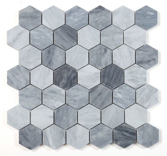 Elysium Tiles Hexagon Mix Grey Honed 2''x 2''|11.75''x 12'' Mosaic Tiles