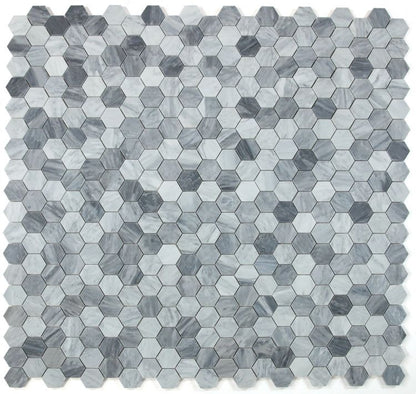 Elysium Tiles Hexagon Mix Grey Honed 2''x 2''|11.75''x 12'' Mosaic Tiles