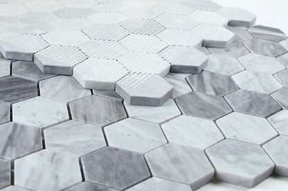 Elysium Tiles Hexagon Mix Grey Honed 2''x 2''|11.75''x 12'' Mosaic Tiles