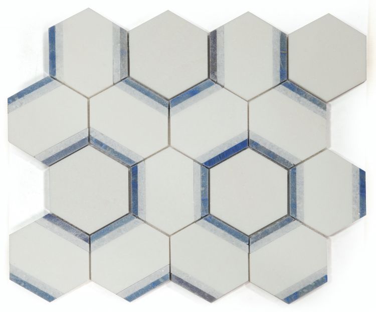 Elysium Tiles Hexagon Royal Sapphire 12'' x 13.75'' Mosaic Tiles