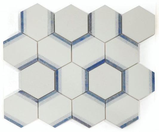 Elysium Tiles Hexagon Royal Sapphire 12'' x 13.75'' Mosaic Tiles