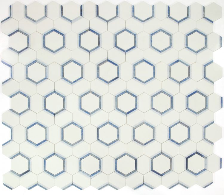 Elysium Tiles Hexagon Royal Sapphire 12'' x 13.75'' Mosaic Tiles