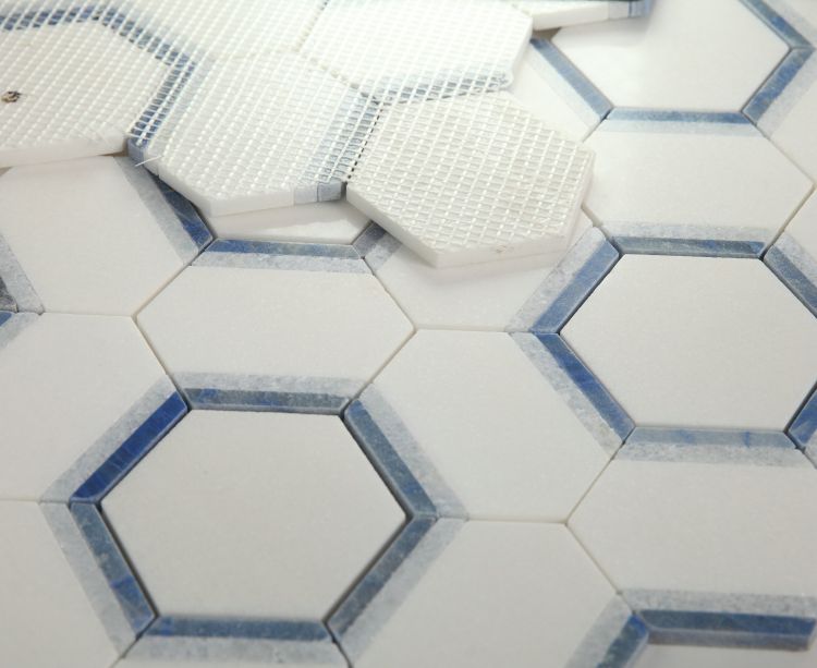 Elysium Tiles Hexagon Royal Sapphire 12'' x 13.75'' Mosaic Tiles