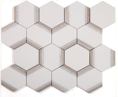 Elysium Tiles Hexagon Royal Sky 12 x 13.75 Mosaic Tiles