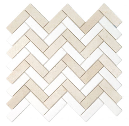 Elysium Tiles Herringbone Marfil 11''x 12.50'' Mosaic Tiles