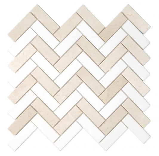 Elysium Tiles Herringbone Marfil 11''x 12.50'' Mosaic Tiles