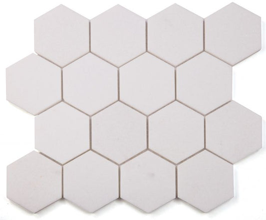 Elysium Tiles Hexagon Thassos Polished 3''x3''|10.25''x 11.75''Mosaic Tiles